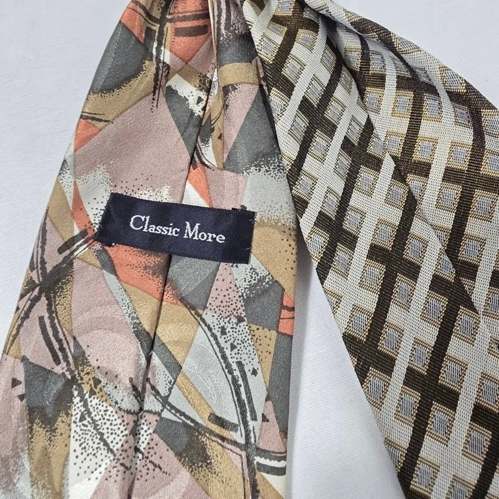 Upcycled  Scarf Tie Women‎ OS Brown w Brooch Artsy